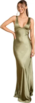 Six Stories Twist Back Satin Bridesmaid Dress in Moss Green at Nordstrom, Size 14