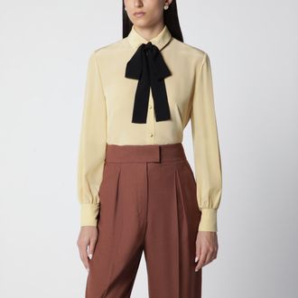 Valentino Camicia con fiocco beige chiara in seta