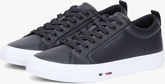 Tommy Hilfiger Mens Vulcanized Leather Sneaker - Black - US 11.5 / EU 45