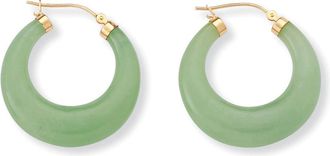Palm Beach Jewelry Genuine Jade 14k Yellow Gold Hoop Earrings
