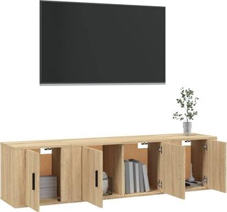 Berkfield Home Classic 3 Piece TV Cabinet Set Sonoma Oak Engineered Wood in Light Tan