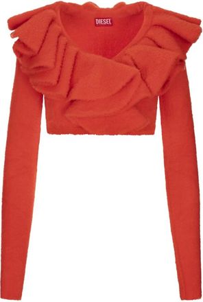 Diesel Oranje Cardigan met Mega Ruffle - Dames - Ronde hals truien - Oranje - 2XS - Truien & Vesten