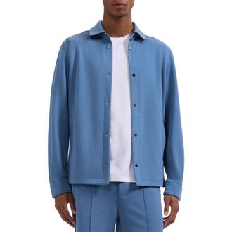 Bugatchi Soft Touch Knit Shirt Jacket in Peacock at Nordstrom, Size X-Large