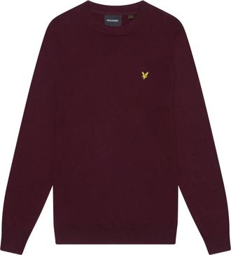 Lyle & Scott Gebreide katoenen merino ronde hals trui - Heren - Ronde hals truien - Rood - M - Katoen - Truien & Vesten