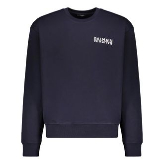 Balmain Sweatshirts, male, Blue, Size: 2XL Cotton sweatshirt
