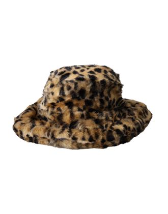 Dolce & Gabbana Brown Leopard Fur Women Bucket Hat Modacrylic Polyester