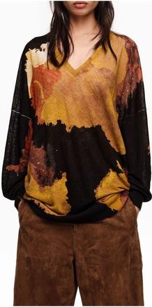 Bimba & Lola Long Straight-Fit Linen Sweater in Blot Xl Black at Nordstrom, Size X-Large Eu