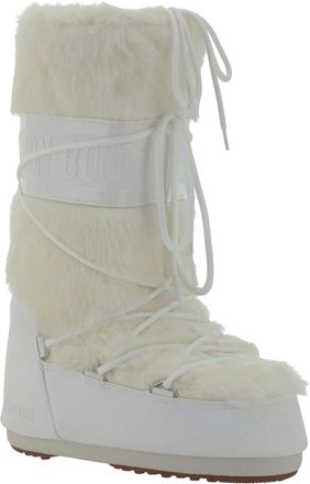 Moon Boot Womens Icon Faux Fur Boots Optical White