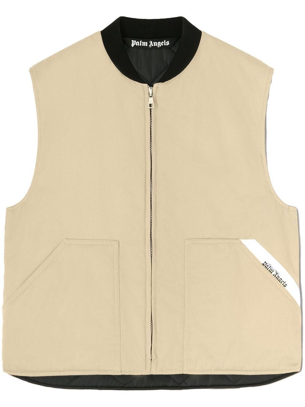 ダウンベスト Palm Angels SS24 Black nylon vest (PWEA118S24FAB001 1003) Black Nylon Vest by Palm Angels on Sale