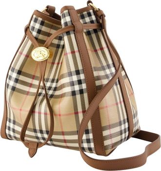 Burberry Womens Ll Small Drawstring Crossbody - Burberry Cotton Beige Bags Crossbodies