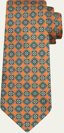 Kiton Mens Medallion Silk 7-Fold Tie
