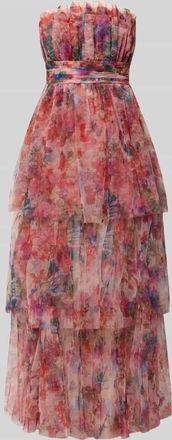 Lace & Beads Maxikleid im Off-Shoulder-Look mit Taillenband in Kirsche, Gr&ouml;&szlig;e XXL