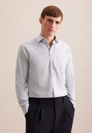 Seidensticker Businesshemd SEIDENSTICKER Regular, Herren, Gr. M40, normale &Auml;rmell&auml;ngen, gr&uuml;n (sage gr&uuml;n), 60% Baumwolle, 35% Polyester, 5% Elasthan, Strukturmuster,