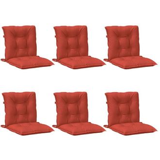vidaXL Cojines Silla Respaldo Bajo 6 Ud Tela Rojo Melange 100x50x7 Cm Vidaxl