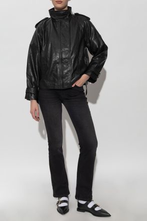 AllSaints Lambskin Leather Jacket Serne, Womens, Black