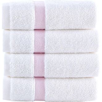 Brooks Brothers Contrast Border 4-Piece Towel Set in Pink at Nordstrom Rack, Size Washcloth