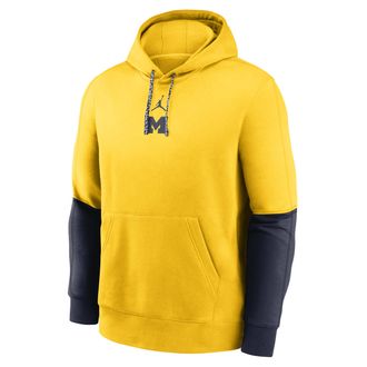 Nike Jordan Michigan Wolverines Sideline Team Issue Club Nike Mens College Pullover Hoodie in Yellow | 02F208G1MWN-5TV