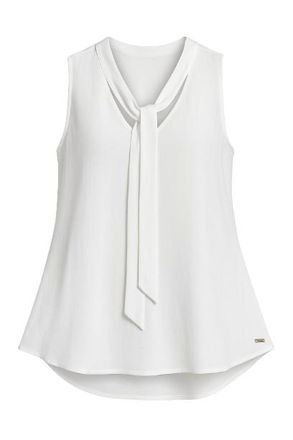 M&oacute;veis Conquista Mouwloze cr&ecirc;pe top met strikhals - elegant wit
