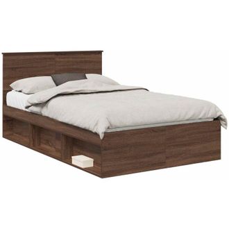 vidaXL Estructura De Cama Con Cabecera Roble Marr&oacute;n 120 X 190 Cm Vidaxl