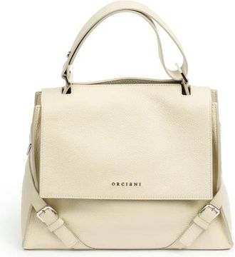 Orciani Leren schoudertas met band - Dames - Handtassen - Wit - ONE Size - Tassen
