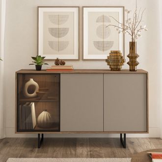 Dmora Alacena Terinese, Aparador 3 Estantes, Puerta Abatible, 3 Puertas, 184x40x87h Cm Beige