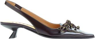 Marni Brown Embellished Sculptural Pumps