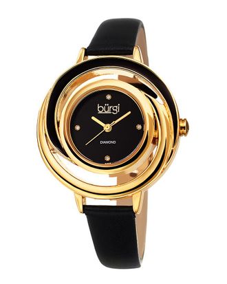 B&uuml;rgi Burgi Womens Leather Diamond Watch