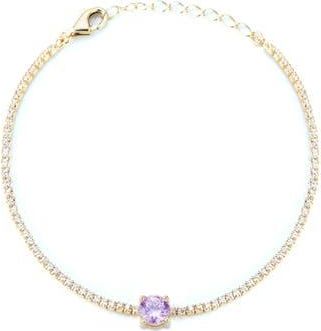 Sphera Milano 14K Gold Plated Cubic Zirconia Tennis Bracelet in Gold/purple at Nordstrom Rack