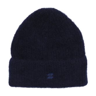 By-Bar Amsterdam Logo Beanie - Dames - Hoeden - Blauw - ONE Size - Accessoires