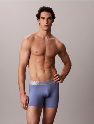 Calvin Klein Mens Microfiber Stretch Steel Boxer Brief - Blue - S