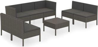 vidaXL Vidaxl - Set De Muebles De Jard&iacute;n 8 Pzas Y Cojines Rat&aacute;n Sint&eacute;tico Gris