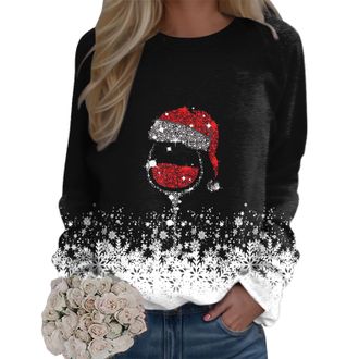 Generic Christmas Jumper for Women Oversize Christmas Sweatshirt Ugly Christmas Jumper Warm with Christmas Motifs Casual Christmas Sweater Casual Christmas Co
