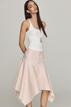Mother Hanky Midi Denim Skirt