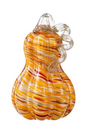 Glitzhome Fall Multi Stripes Glass Gourd Pumpkins in Orange at Nordstrom, Size Medium