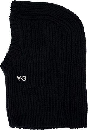 Yohji Yamamoto Unisex Ribbed Acrylic Balaclava Black Winter Hats