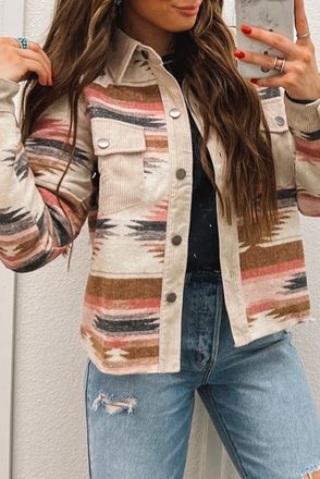 Azura Exchange Azteekse Patroon Corduroy Jasje