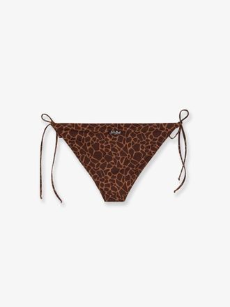 MC2 Saint Barth Animal-Print Lace-Up Bikini Bottoms - Brown