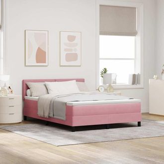 vidaXL Letto A Sorgente Led Con Testiera Rosa 140 X 190 Cm Velluto Vidaxl