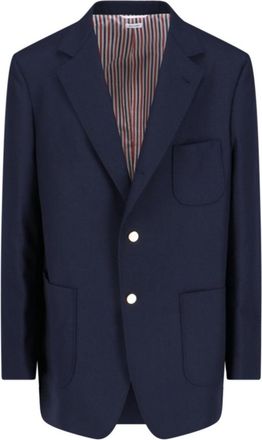 Thom Browne Blue Virgin Single-Breasted Blazer - Blue