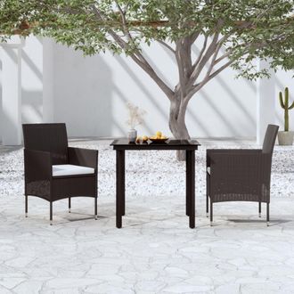 vidaXL Juego De Comedor De Jard&iacute;n 3 Piezas Con Cojines Negro Vidaxl
