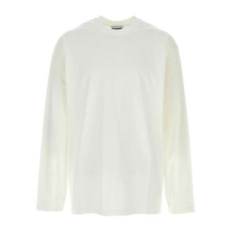 Jil Sander Long Sleeve Tops, male, White, Size: XL Long-Sleeve Cotton T-Shirt