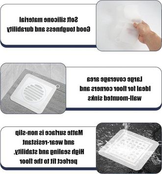 OEM Juego De 4 Tapas De Silicona Para Desag&uuml;e De 20x20cm - Tap&oacute;n Antiolor Para Ba&ntilde;o, Cocina, Ba&ntilde;o Y Lavadero, Alfombrilla Cuadrada Para Desag&uuml;e