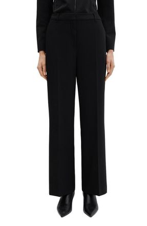 Mango Wide Leg Flat Front Pants in Black at Nordstrom, Size 2