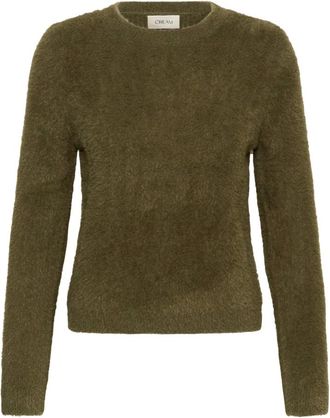 Cream Ronde hals gebreid - Dames - Truien - Groen - Maat: 2XL