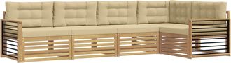 vidaXL Conjunto De Sof&aacute;s De Exterior 6 Uds. Y Beige Poli&eacute;ster Vidaxl