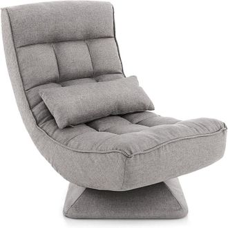 Costway Costway Sill&oacute;n Lectura En 4 Posiciones, Silla De Sof&aacute; De Sal&oacute;n Perezoso Con Base Giratoria, Marco De Metal Con Almohada Lumbar, Silla De Videojuegos P