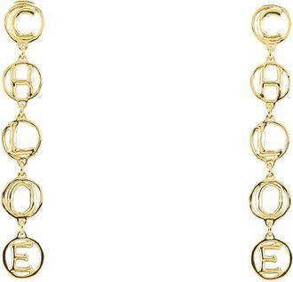 Chlo&eacute; Golden Logo Script Earrings