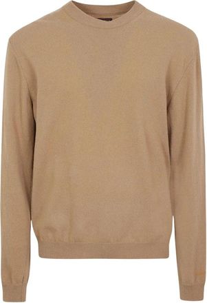 Woolrich Lambswool Crewneck Gg 12 - Heren - Ronde hals truien - Beige - L - Wol - Truien & Vesten