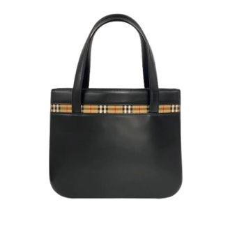Burberry Pre-owned Leather Canvas Handbag - Dames - Pre-owned - Zwart - Maat: ONE Size Leer