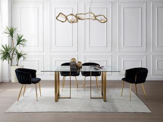 Vente-Unique Sedia con braccioli in Velluto e Metallo Dorato Nero - Lotto di 2 - ELEGANO